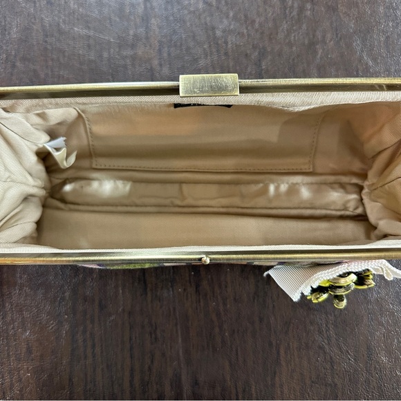 J. Crew 10” x 4.5” Plaid Flower Clutch Handbag Metal Clasp Opening - Picture 2 of 9